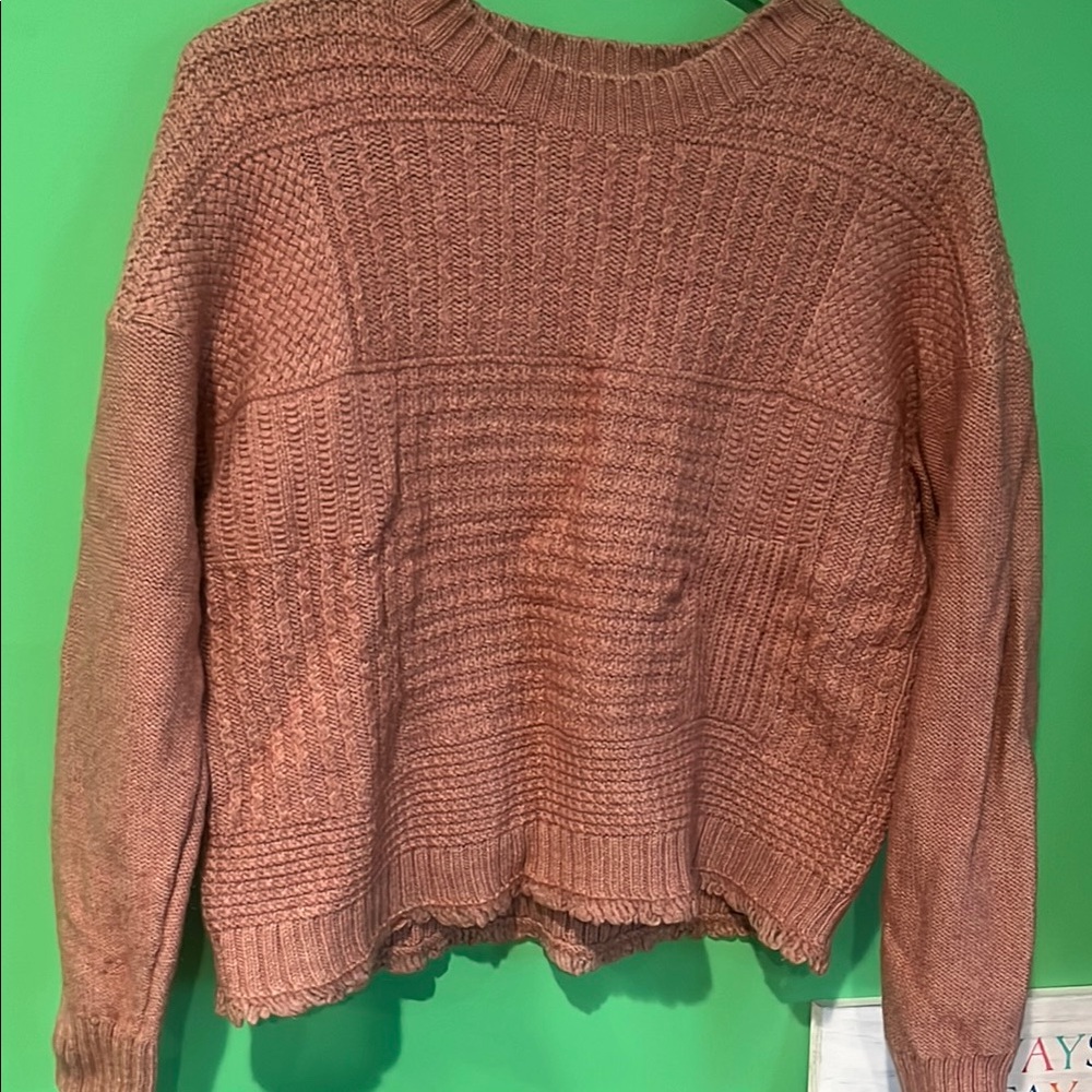 Madewell Brown Crew Neck Sweater Chunky Knit Relaxed Fit size medium